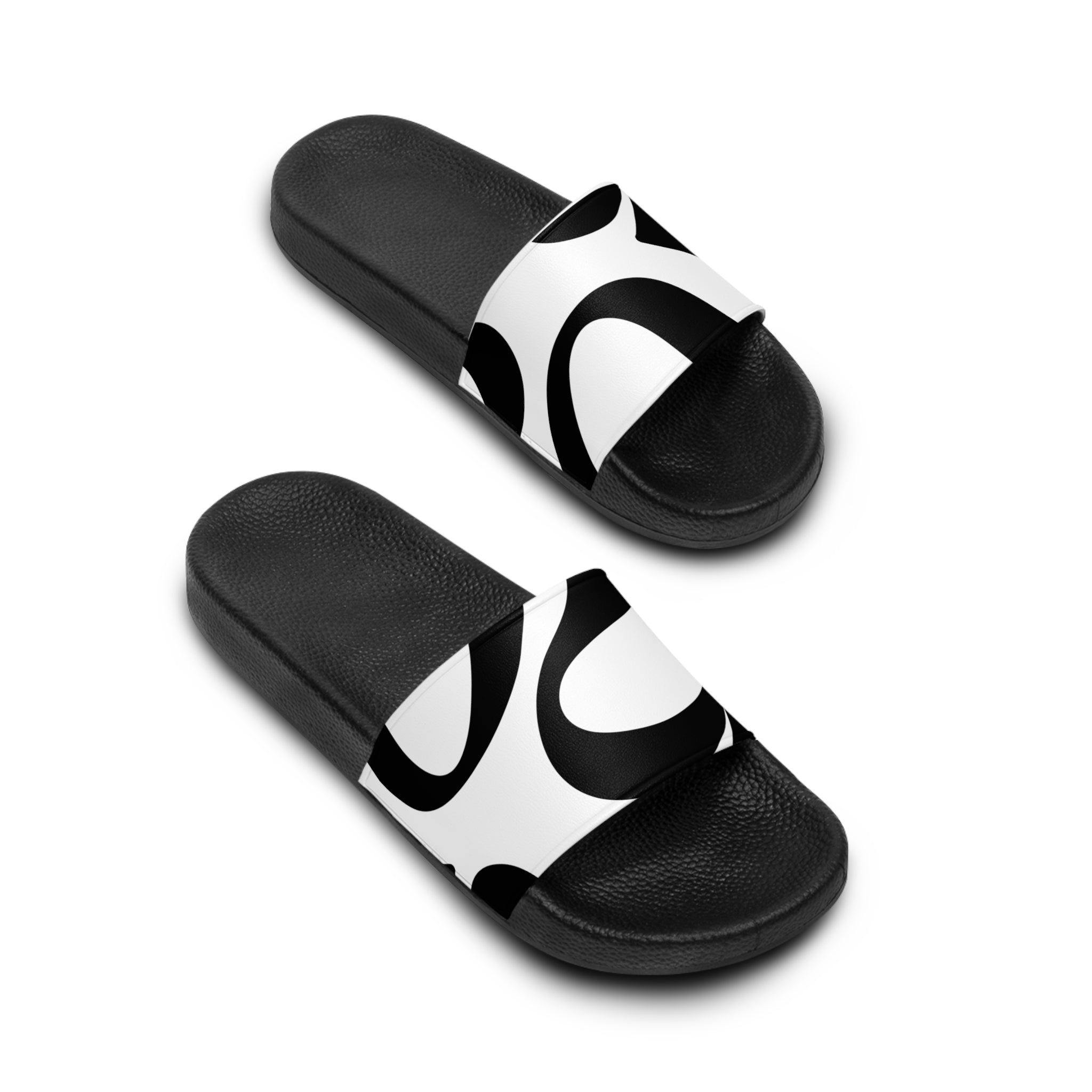 Men's Black & White Abstract Slide Sandals