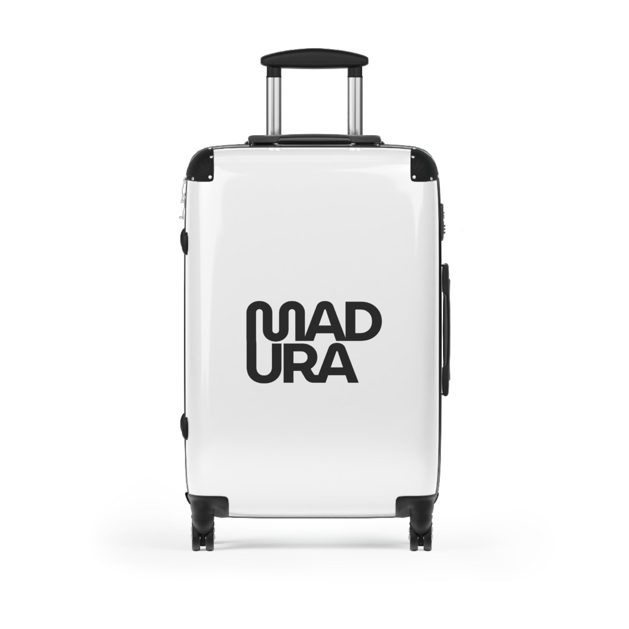 Bold Typographic Suitcase - Modern Black & White Travel Luggage with 'MADURA' Design