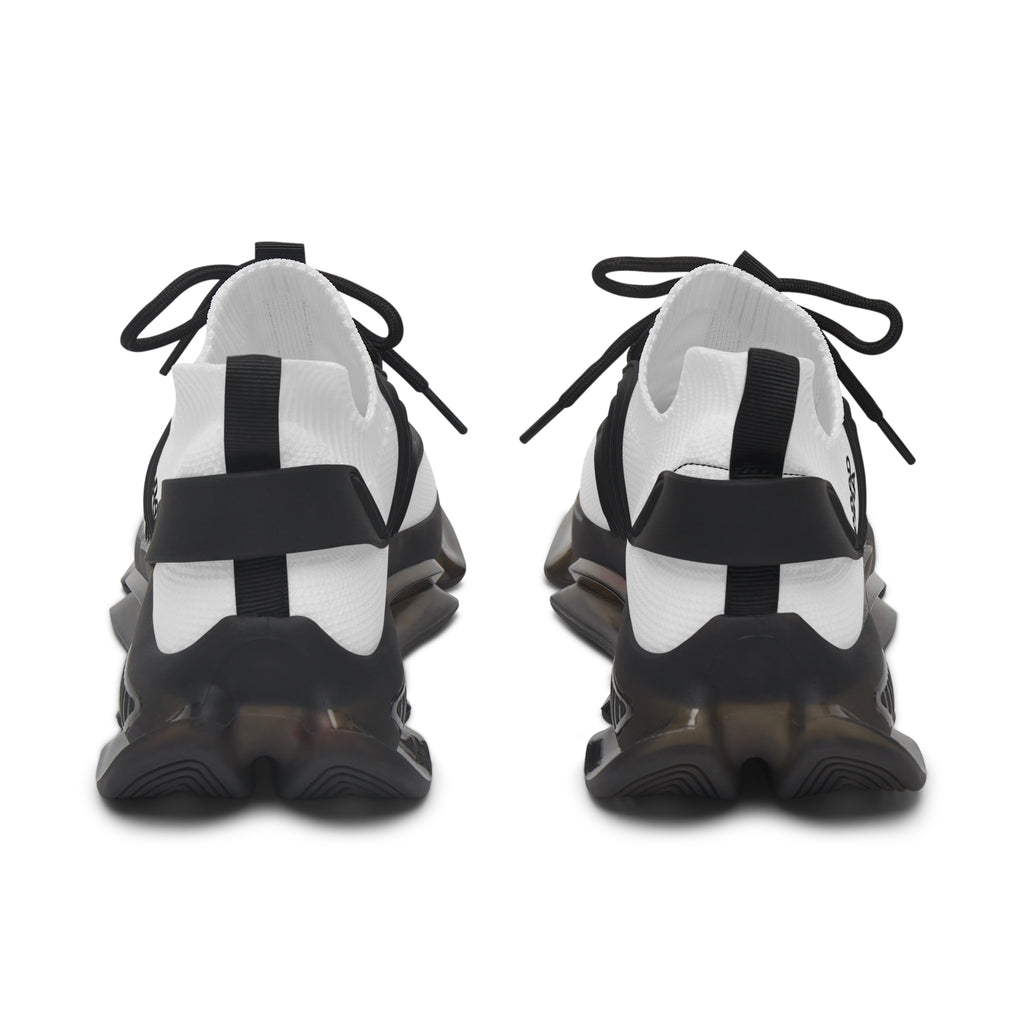Women's Mesh Sneakers — Lightweight White Knit Athletic Shoes with Color-Speckled Sole