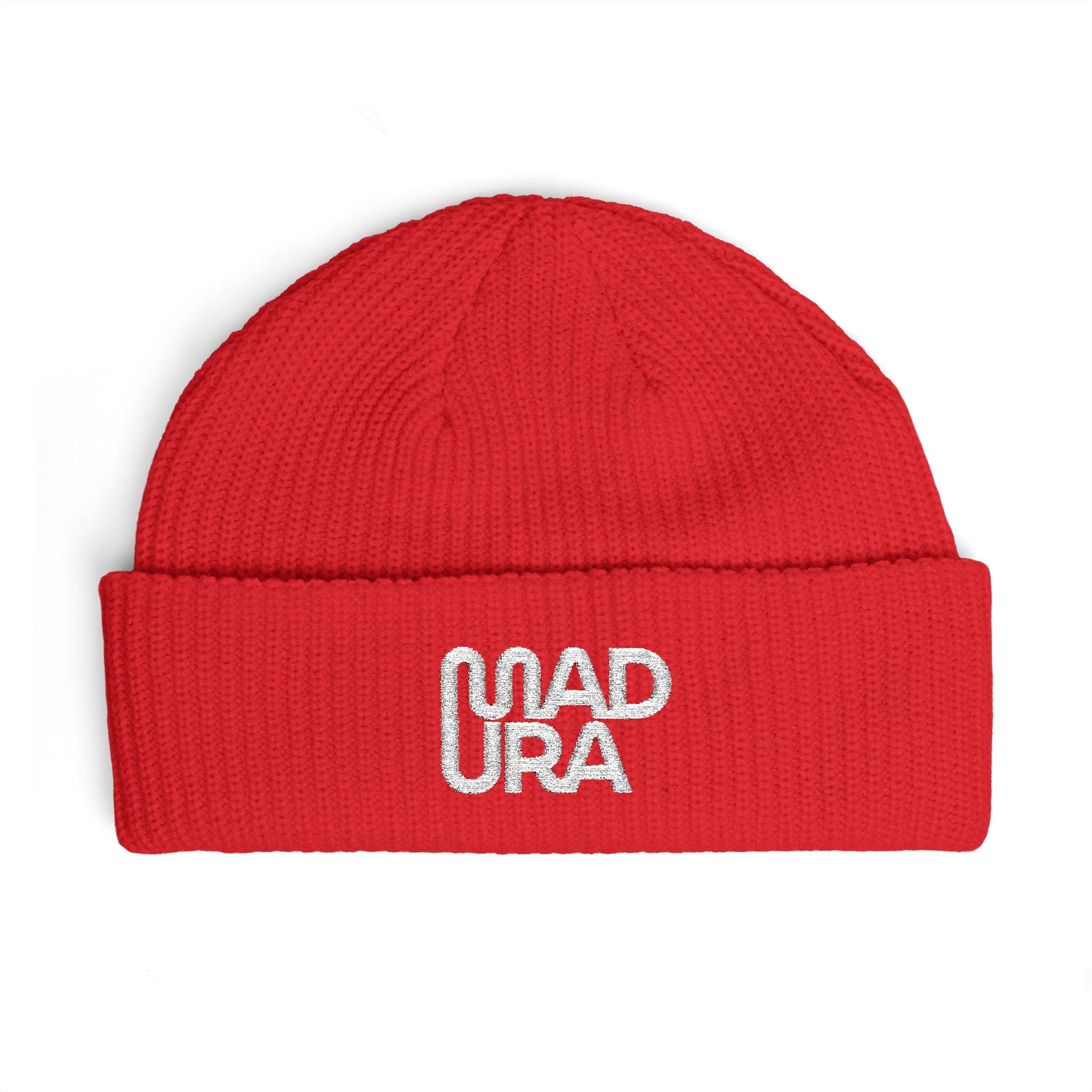 Cuff Beanie — Embroidered "Mad Ura" Streetwear Knit Hat