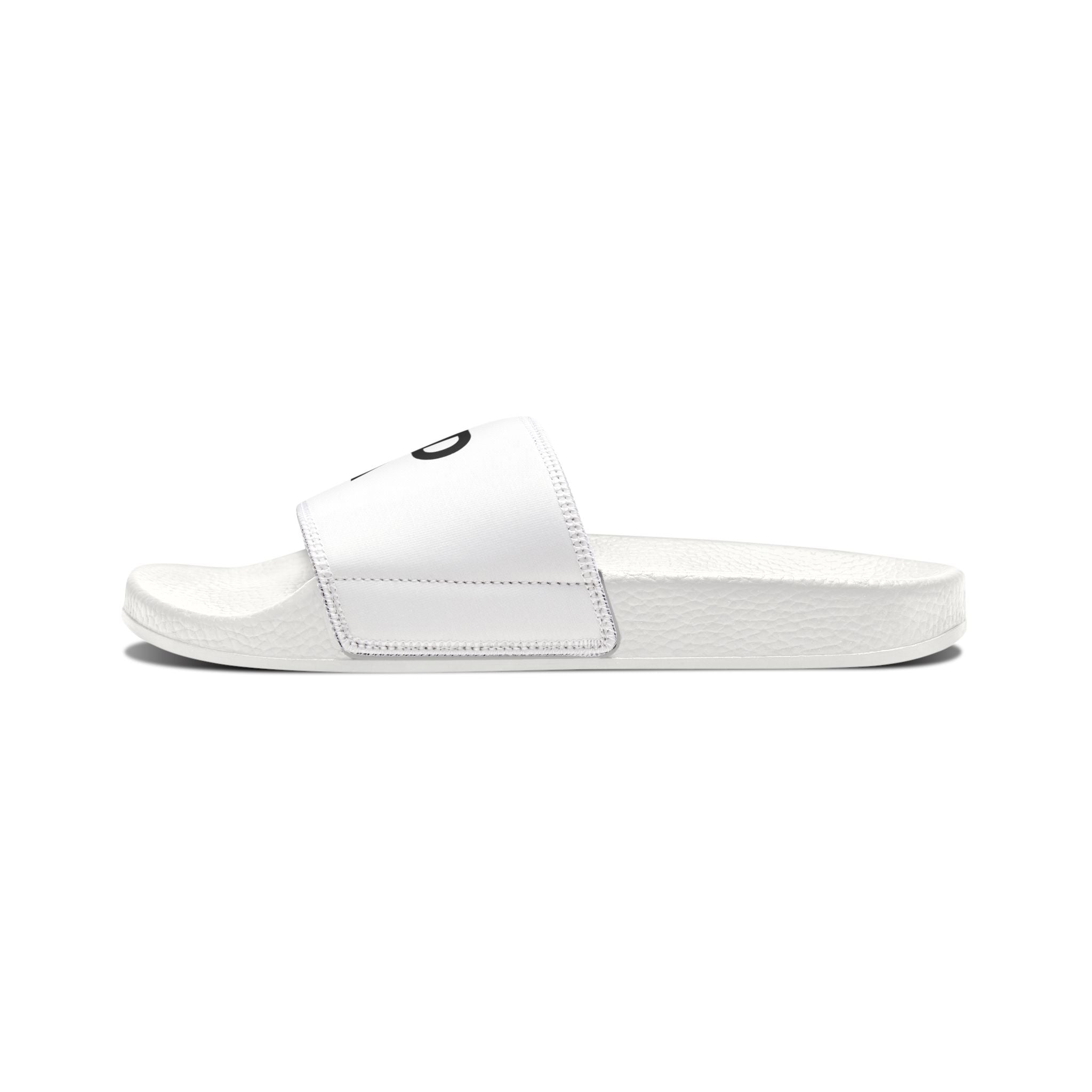 Youth Slide Sandals — White Removable-Strap Slides with 'MADURA' Logo