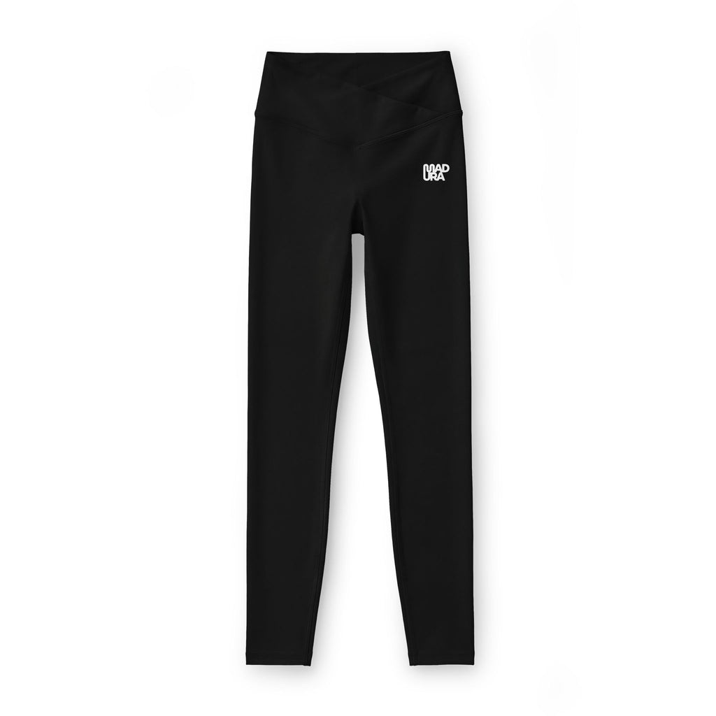 Leggings — Women’s Luxe Black Leggings with Small White Logo