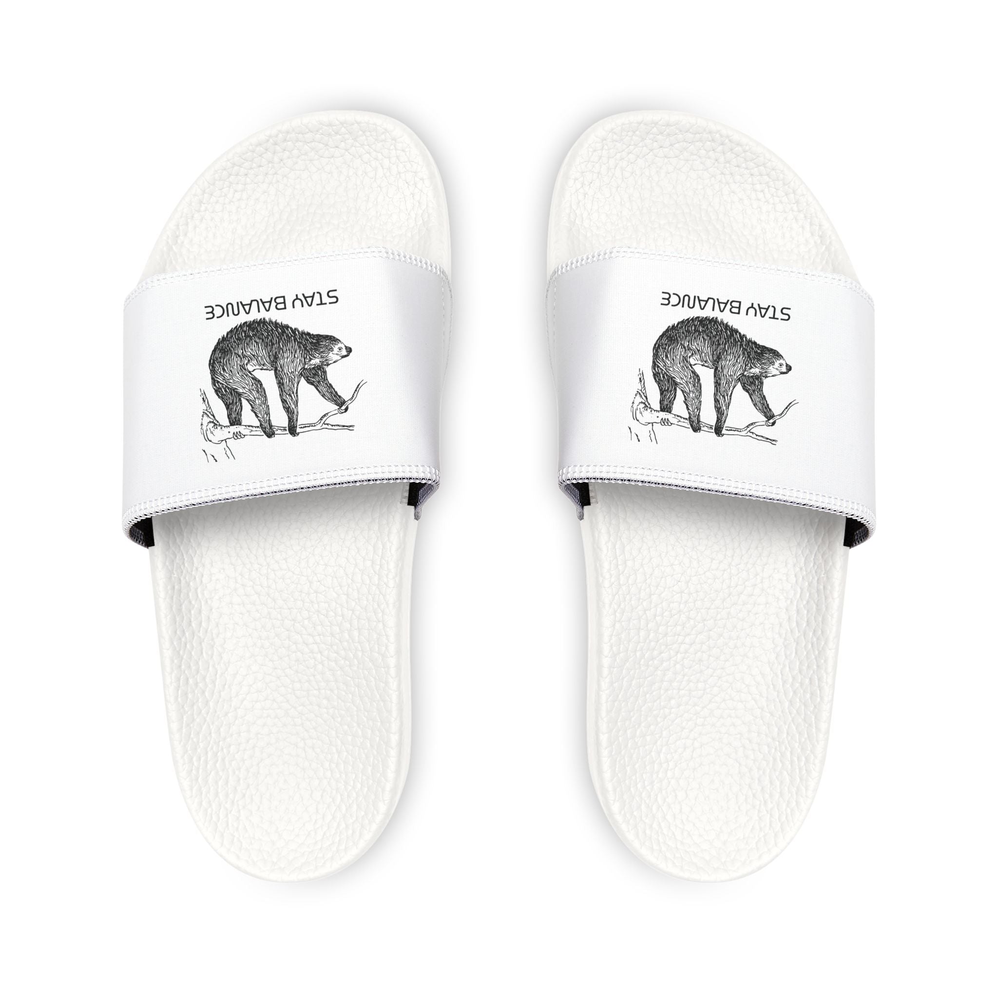Youth Bear Graphic Slide Sandals — 'Stay Balanced' Removable-Strap Slides