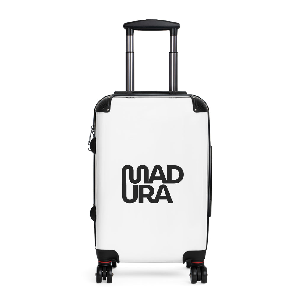 Bold Typographic Suitcase - Modern Black & White Travel Luggage with 'MADURA' Design