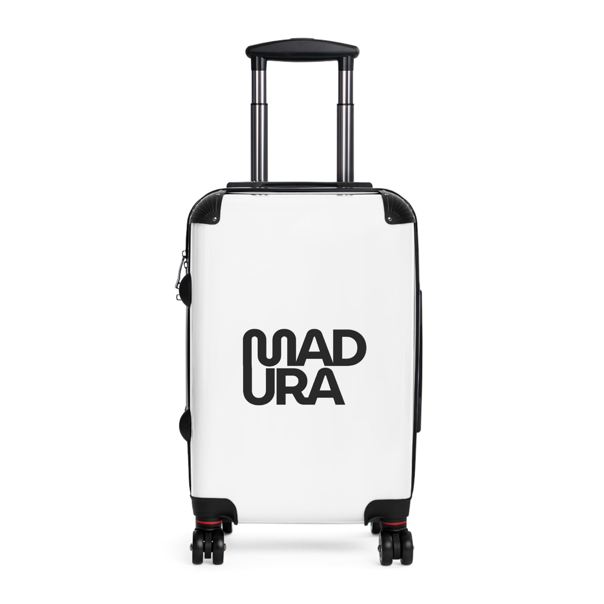 Bold Typographic Suitcase - Modern Black & White Travel Luggage with 'MADURA' Design