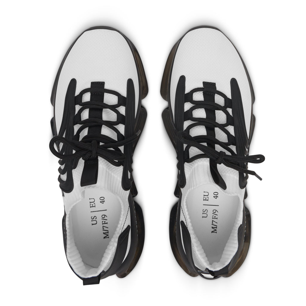Women's Mesh Sneakers — Lightweight White Knit Athletic Shoes with Color-Speckled Sole