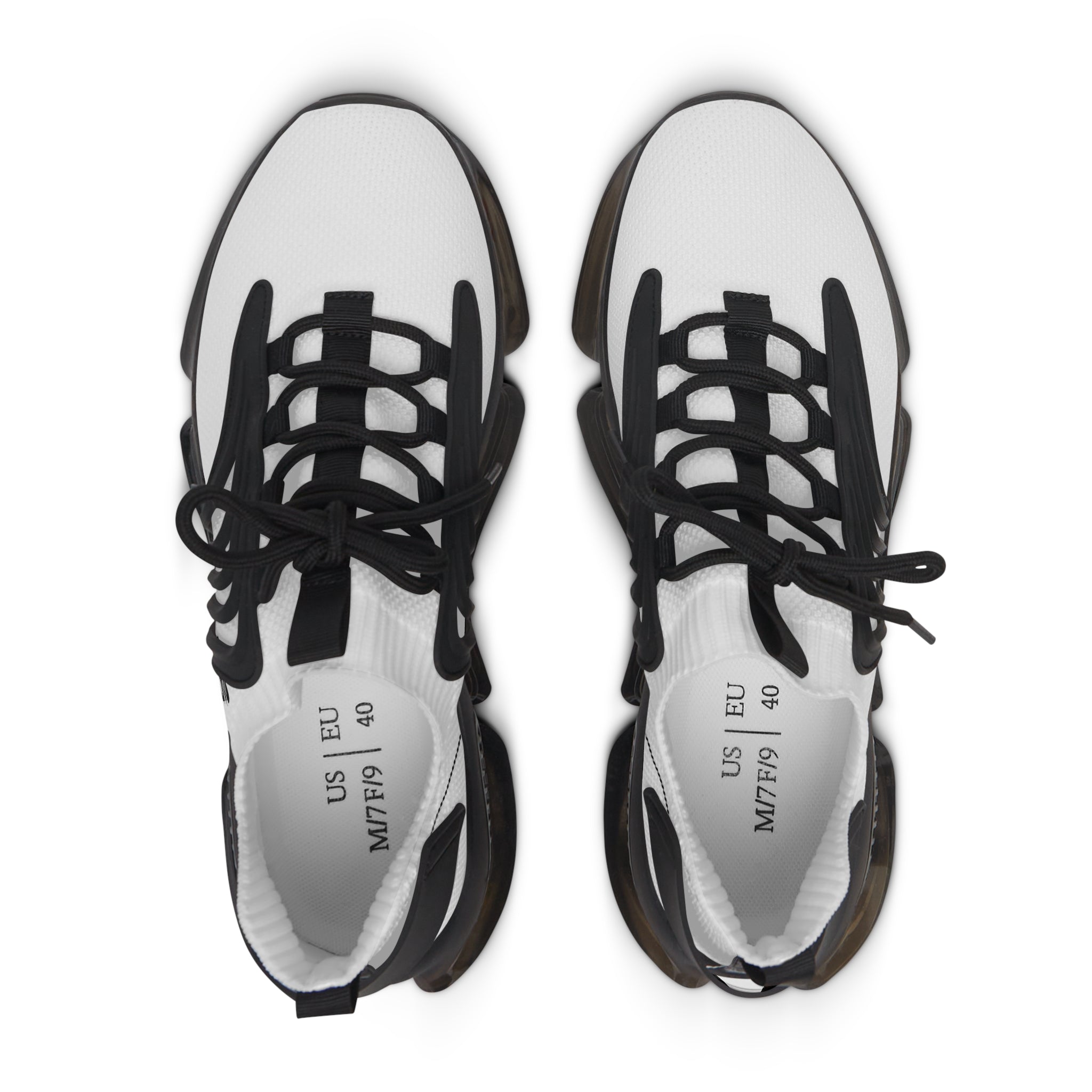 Women's Mesh Sneakers — Lightweight White Knit Athletic Shoes with Color-Speckled Sole