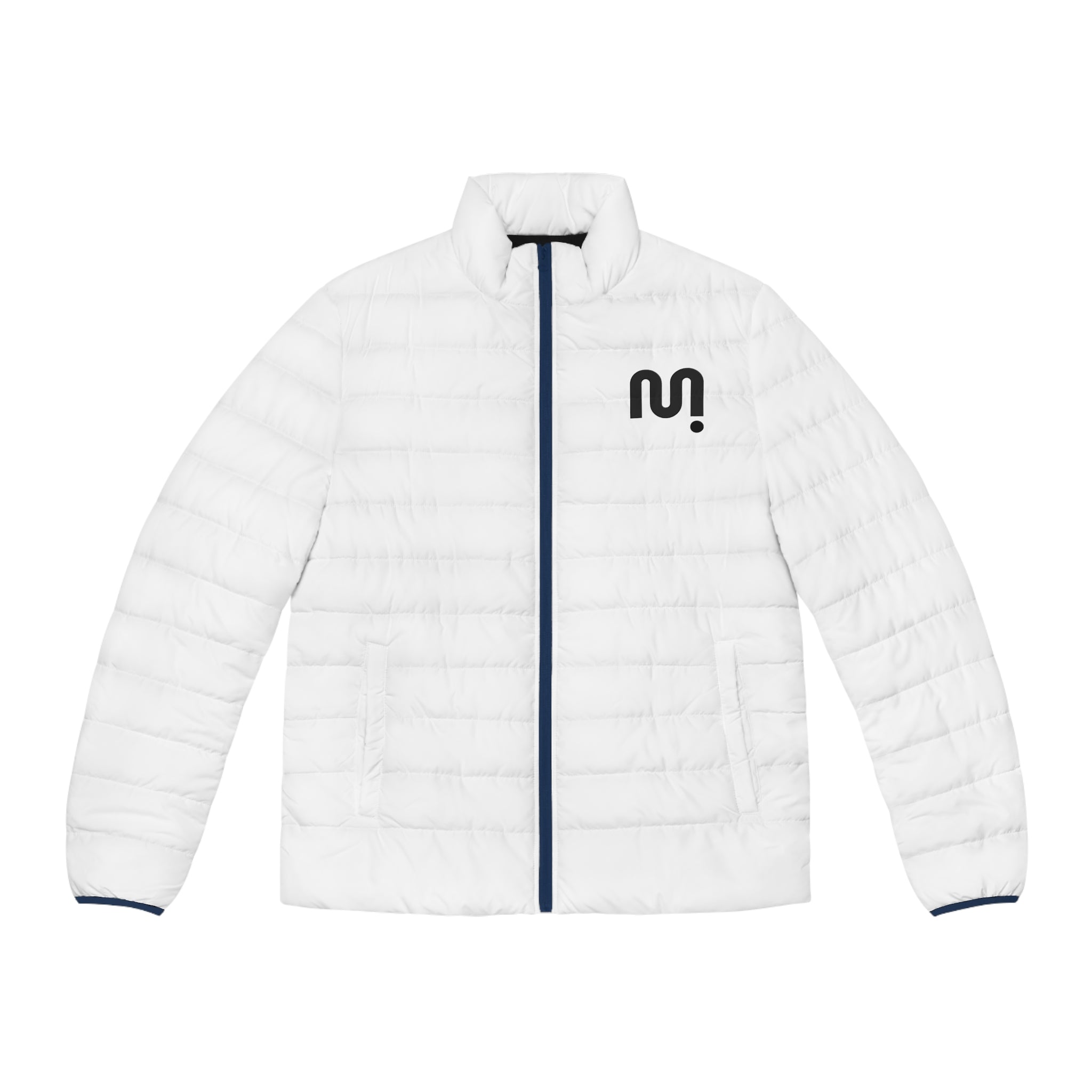 Puffer Jacket — Minimal Black Logo Men's Insulated Coat