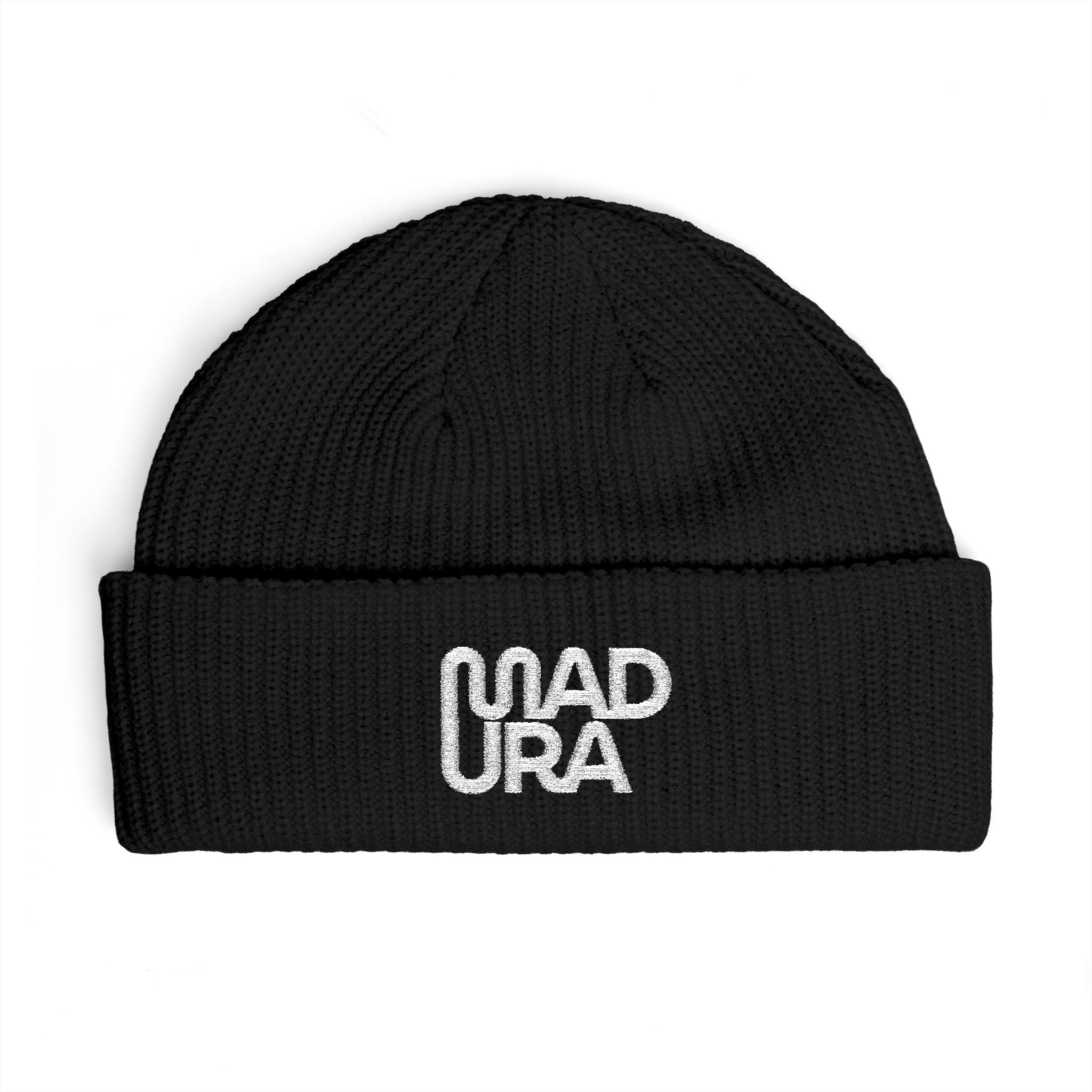 Cuff Beanie — Embroidered "Mad Ura" Streetwear Knit Hat