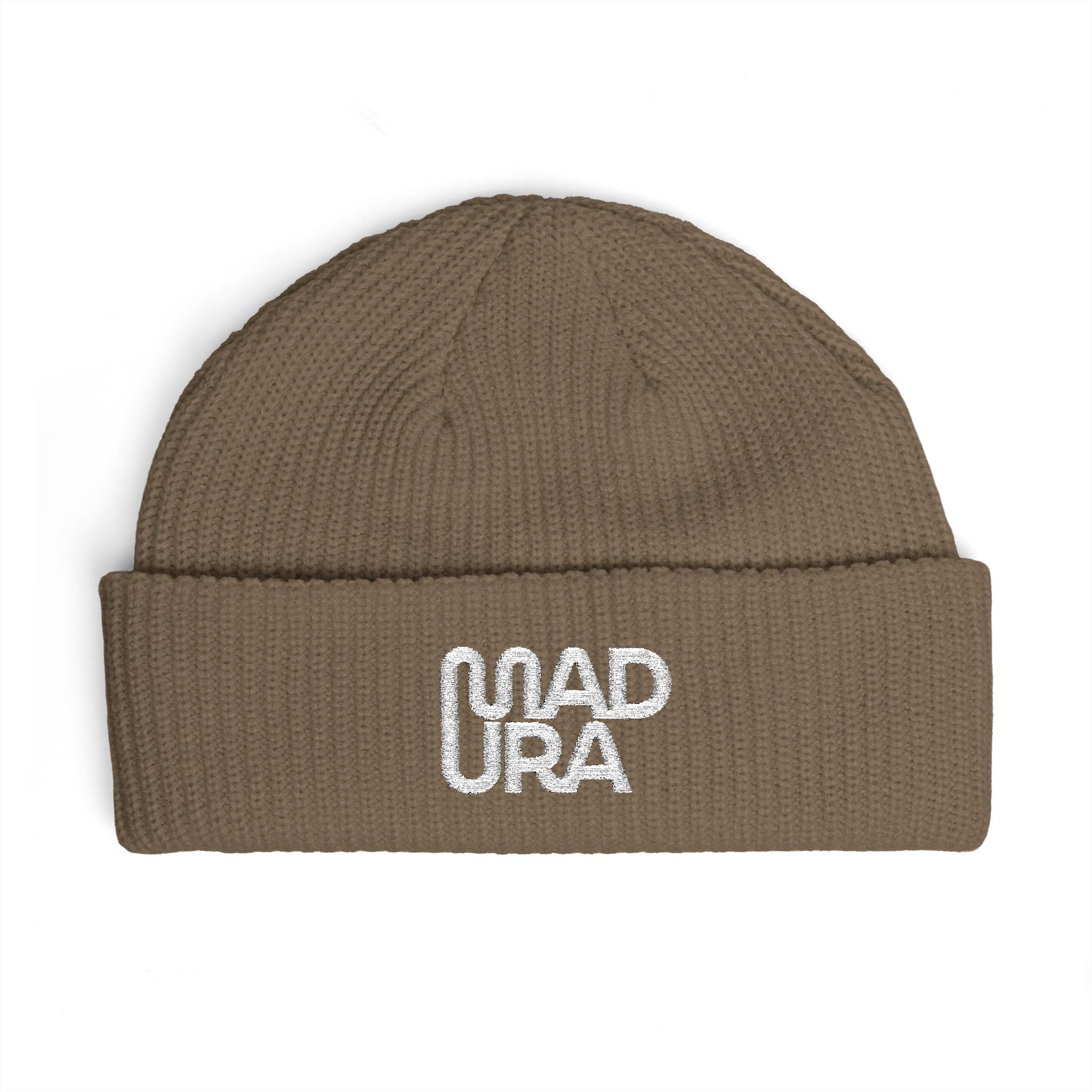 Cuff Beanie — Embroidered "Mad Ura" Streetwear Knit Hat