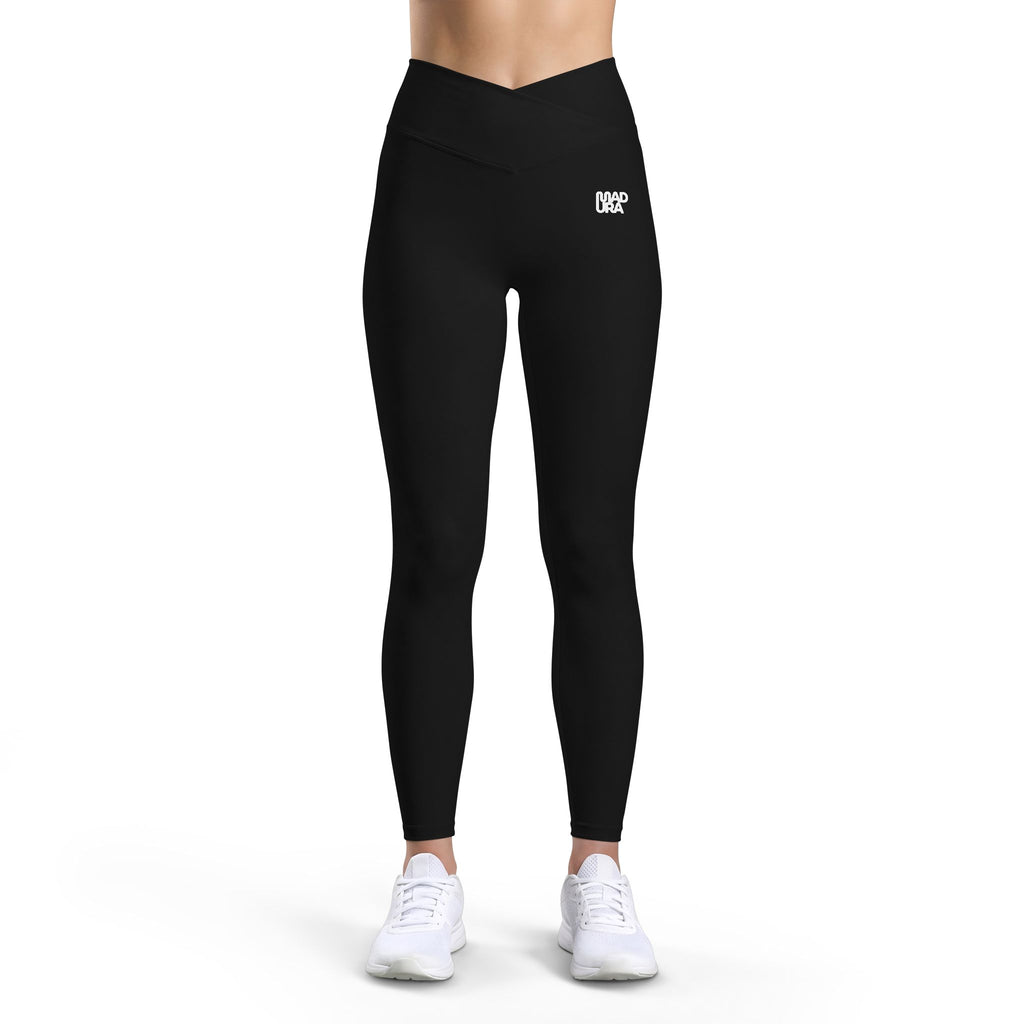 Leggings — Women’s Luxe Black Leggings with Small White Logo