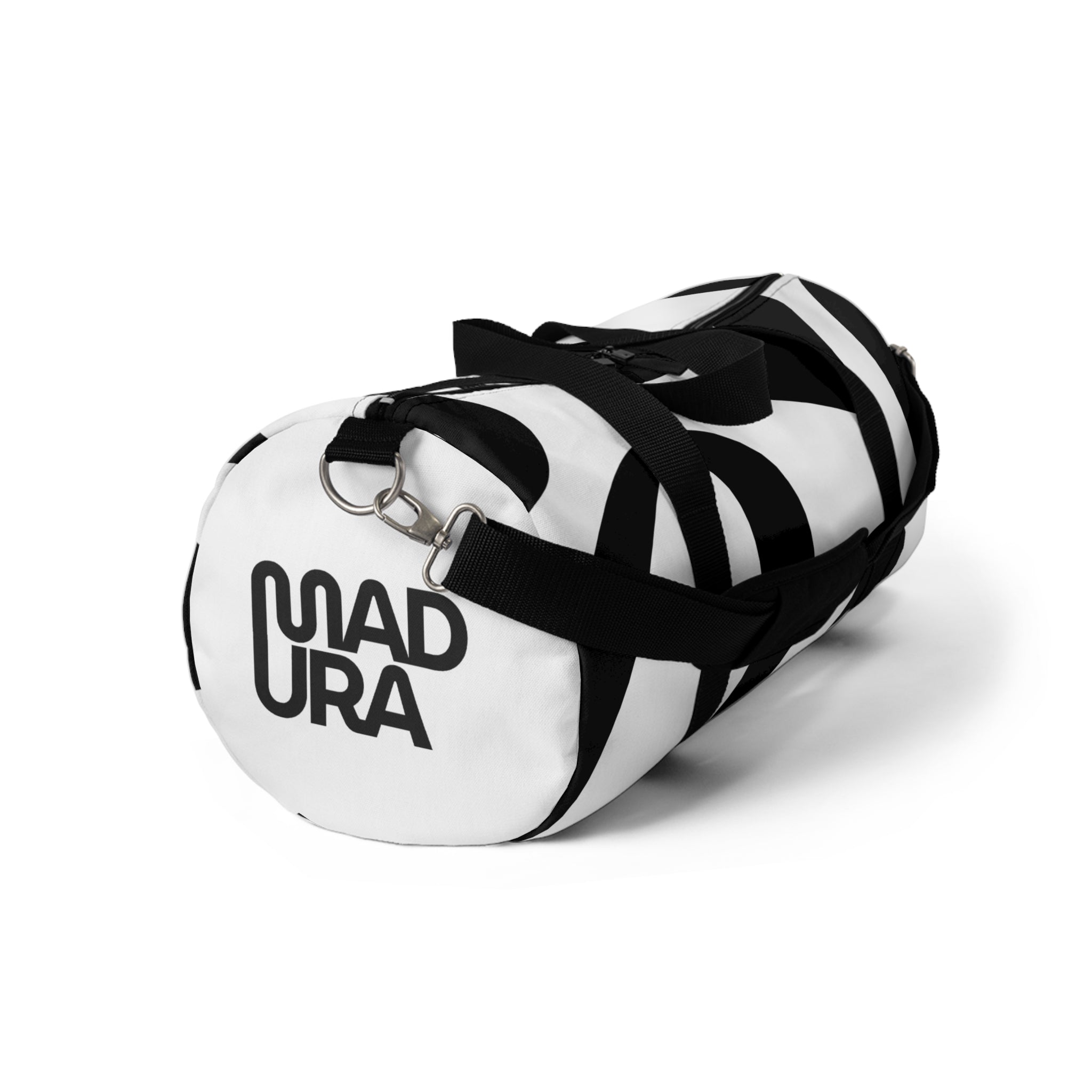 Monogram Black & White Duffel Bag — Bold Lettering Travel Gym Bag