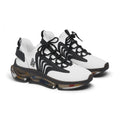 Women's Mesh Sneakers — Lightweight White Knit Athletic Shoes with Color-Speckled Sole