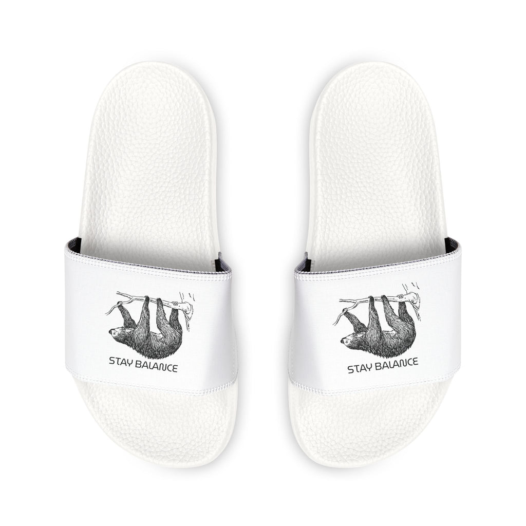 Youth Bear Graphic Slide Sandals — 'Stay Balanced' Removable-Strap Slides
