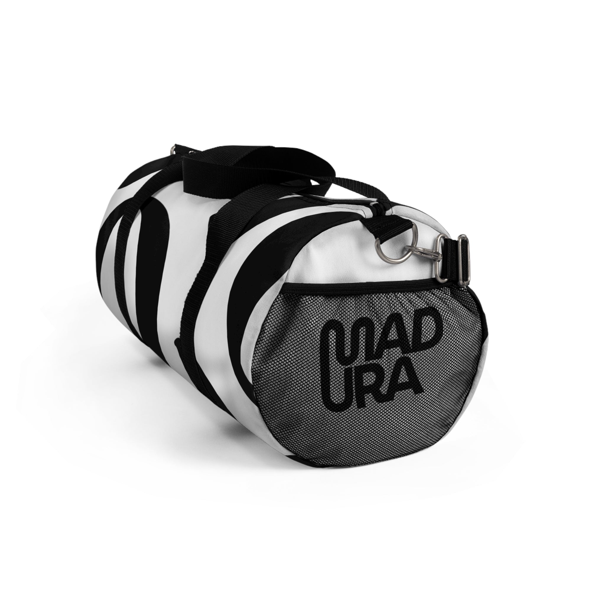 Monogram Black & White Duffel Bag — Bold Lettering Travel Gym Bag