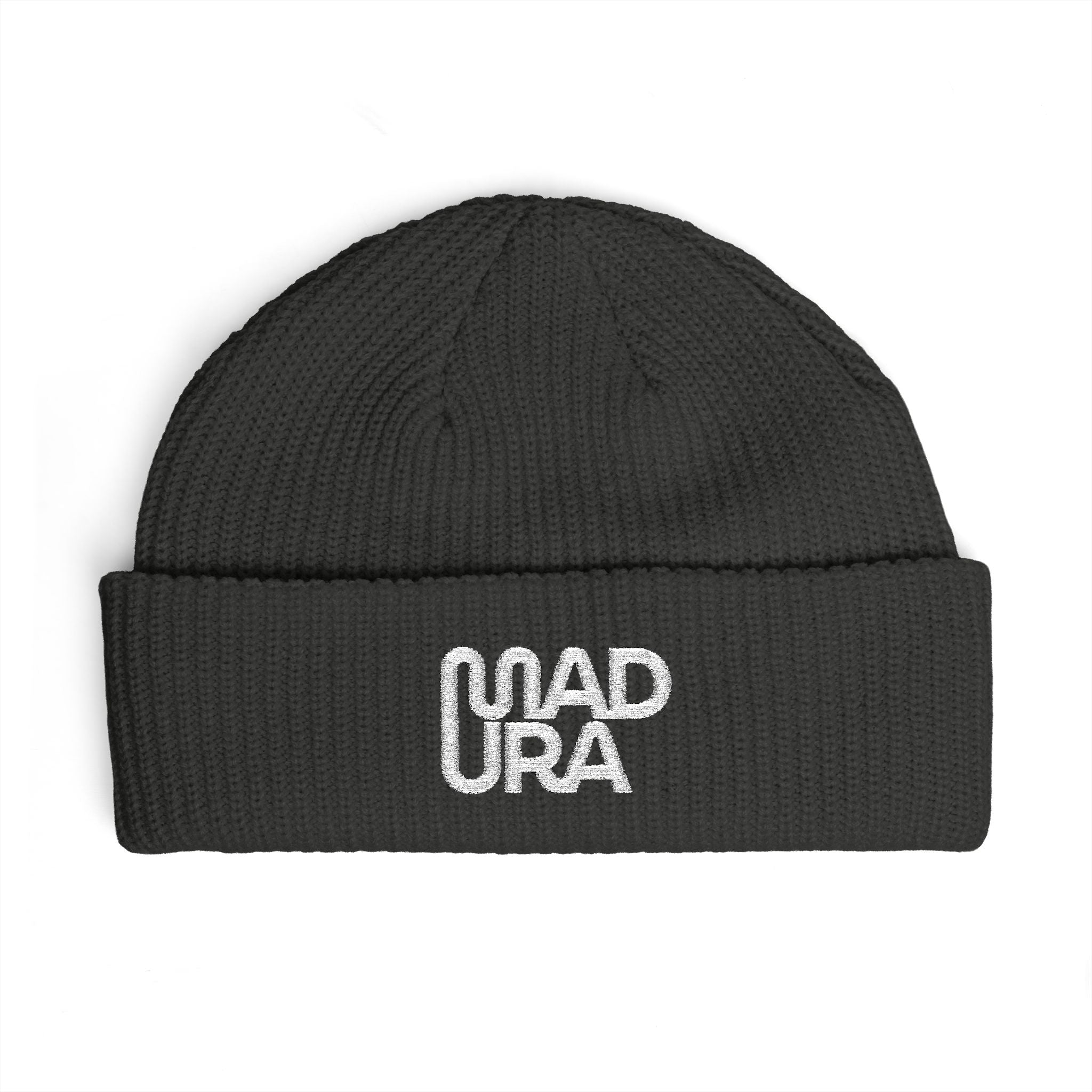 Cuff Beanie — Embroidered "Mad Ura" Streetwear Knit Hat