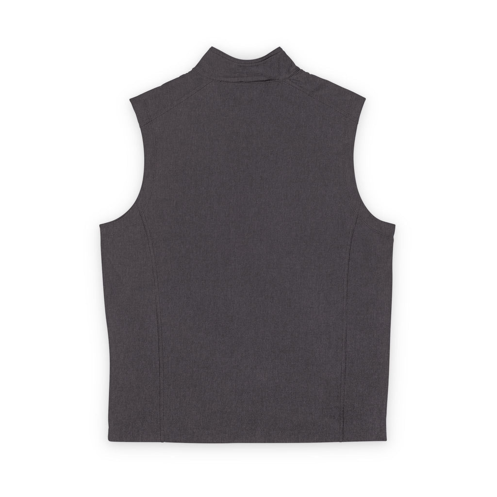 Men's Soft Shell Vest — Minimal 'Dad Vibe' Chest Logo, Water-Resistant Outdoor Layer