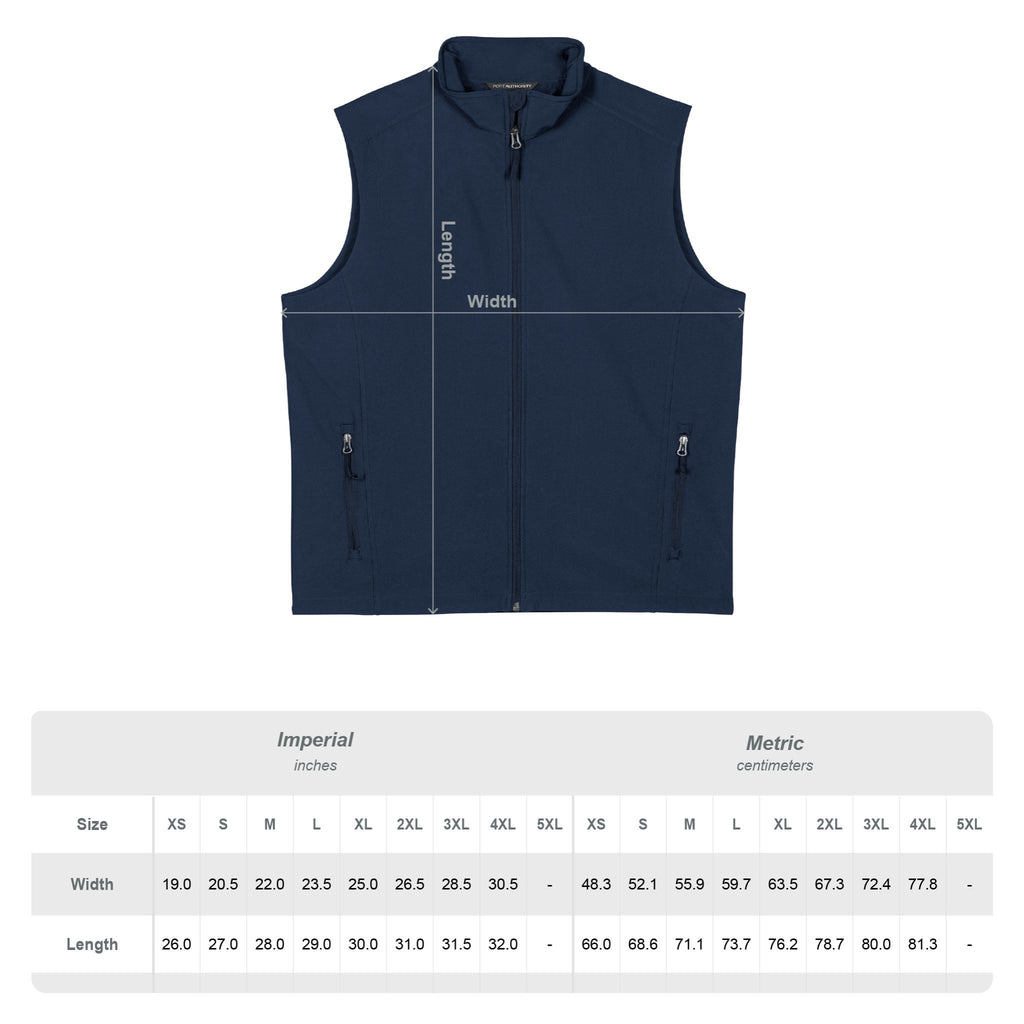 Men's Soft Shell Vest — Minimal 'Dad Vibe' Chest Logo, Water-Resistant Outdoor Layer